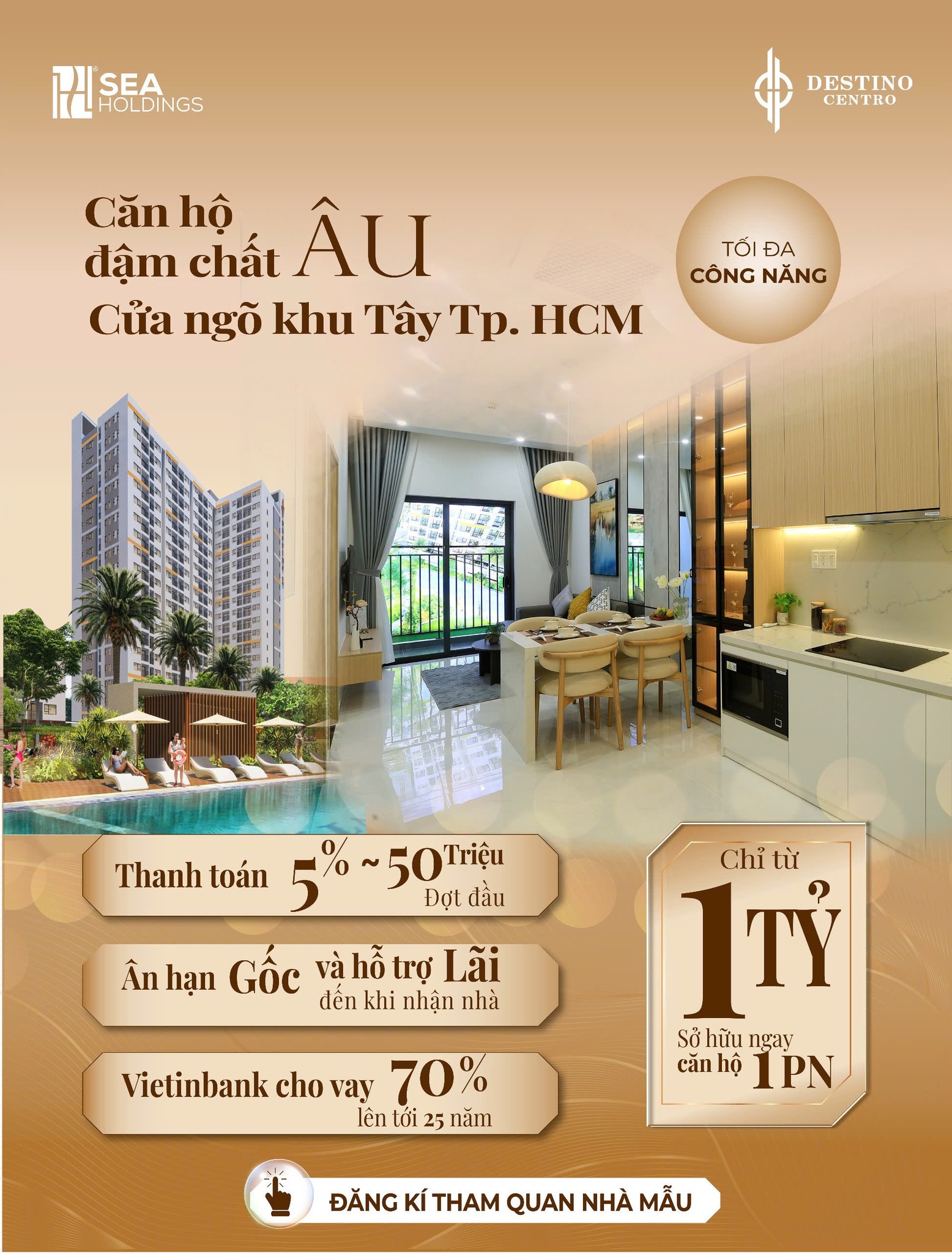 Căn hộ Desstino Centro, mặt tiền Quốc Lộ 1A, thanh toán chỉ 25 triệu/tháng - Ảnh chính